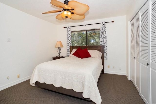 27509 Mountain Meadow Rd, Escondido, CA 92026 - bedroom with a closet, carpet floors, baseboards, and ceiling fan