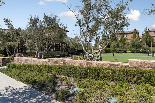 view of property's community featuring a yard