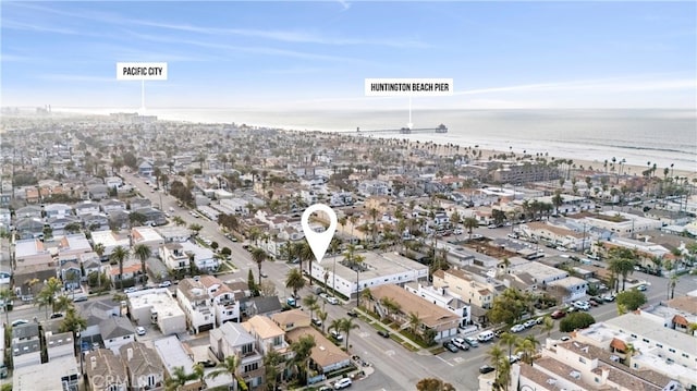 aerial view with a residential view and a water view