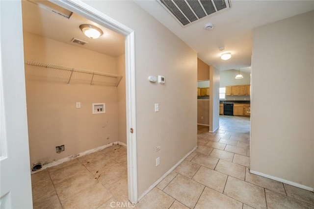 washroom with laundry area, baseboards, hookup for a washing machine, and visible vents