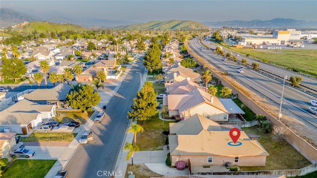 birds eye view of property featuring a residential view and a mountain view