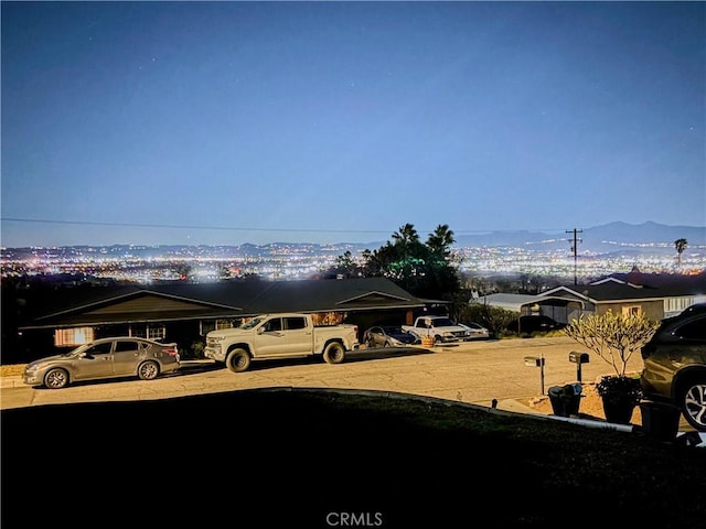 exterior space featuring a mountain view