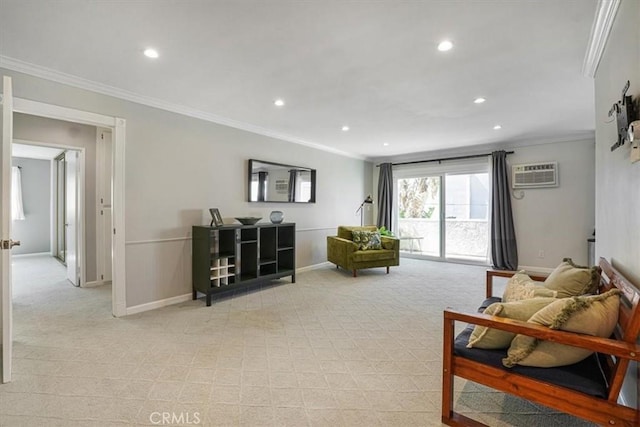 3649 Glendon Ave Unit 208, Los Angeles, CA 90034 - living room with light colored carpet, baseboards, and recessed lighting