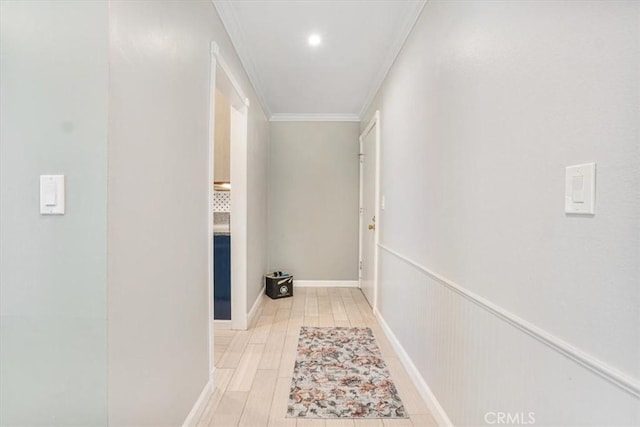 3649 Glendon Ave Unit 208, Los Angeles, CA 90034 - corridor with ornamental molding and light wood-style floors