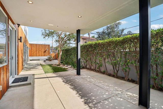 view of patio with a fenced backyard