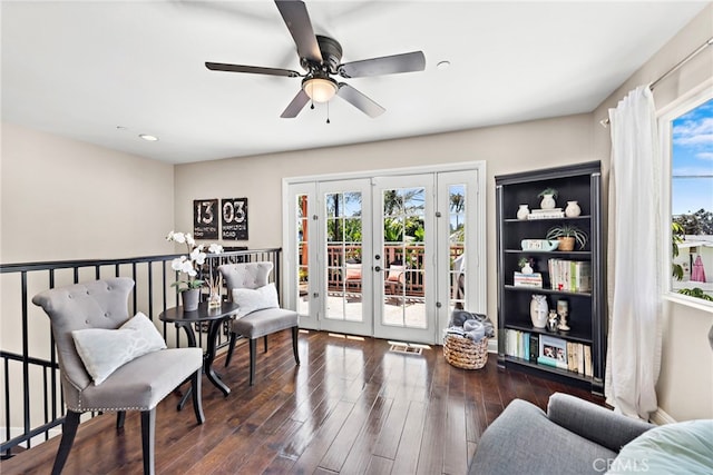 34501 Calle Carmelita, Dana Point, CA 92624 - living area with french doors, recessed lighting, ceiling fan, and wood finished floors