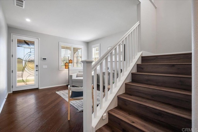 46525 Peach Tree St, Temecula, CA 92592 - stairs featuring wood finished floors and recessed lighting