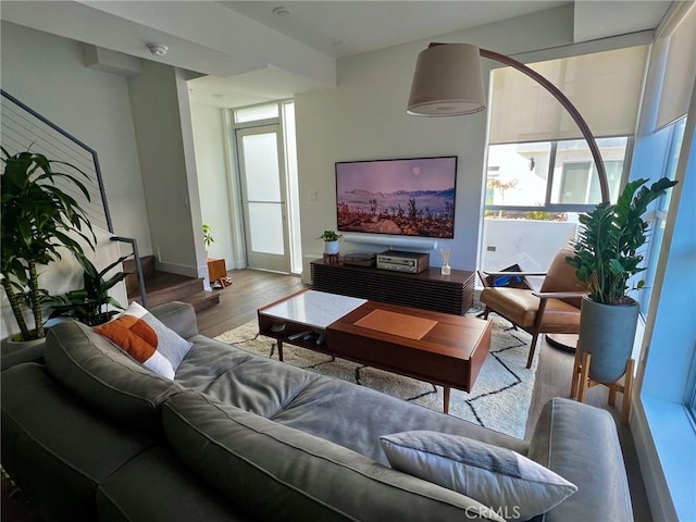 1245 N New Hampshire Ave Unit 4, Los Angeles, CA 90029 - living room featuring baseboards and wood finished floors