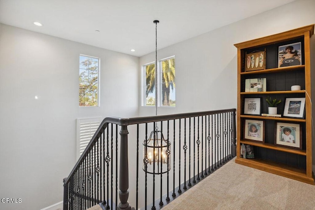 4111 Adriatic St, Oxnard, CA 93035 - hall featuring carpet, an upstairs landing, and recessed lighting