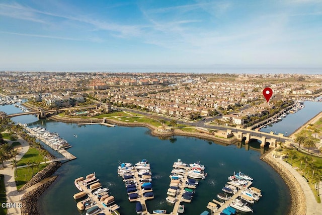 4111 Adriatic St, Oxnard, CA 93035 - aerial overview of property's location featuring a nearby body of water, numerous boat docks, and a notable bridge