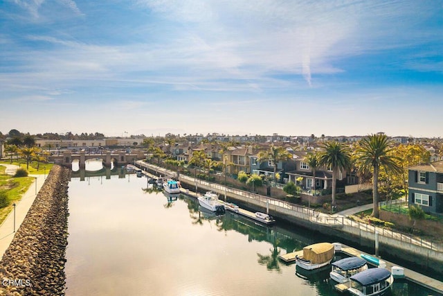 4111 Adriatic St, Oxnard, CA 93035 - water view featuring a floating dock and nearby suburban area