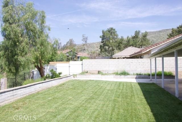 view of yard featuring a fenced backyard
