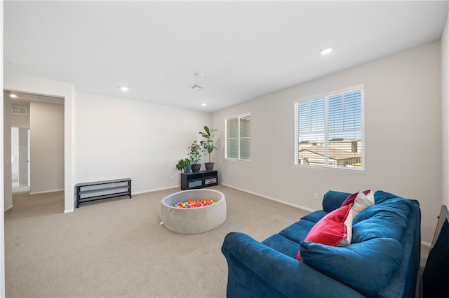 11638 Zoeller St, Beaumont, CA 92223 - carpeted living room with baseboards and recessed lighting