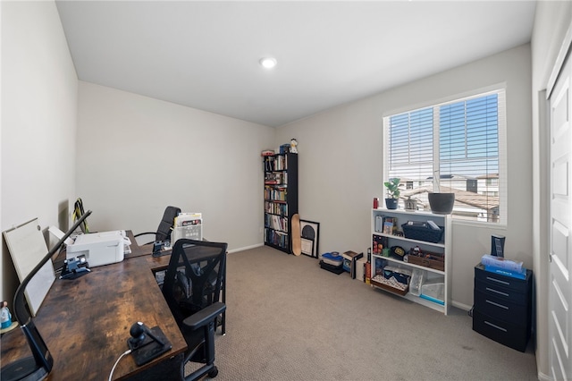 office featuring carpet floors and baseboards