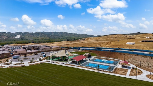 bird's eye view featuring a mountain view