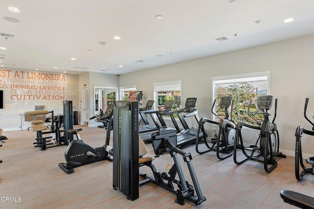 1926S Pump House Ln, Santa Paula, CA 93060 - gym featuring plenty of natural light, baseboards, light colored carpet, and recessed lighting