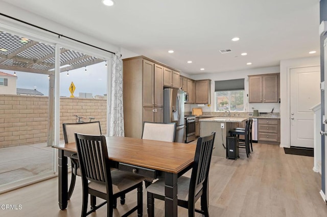1926S Pump House Ln, Santa Paula, CA 93060 - dining room featuring light wood finished floors, visible vents, and recessed lighting