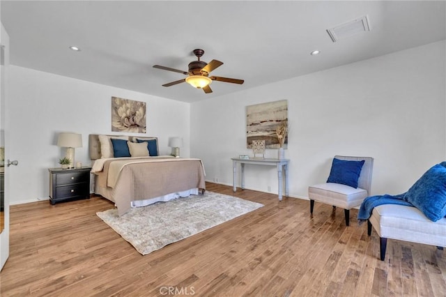 2001 Hacienda Rd, La Habra Heights, CA 90631 - bedroom with wood finished floors, baseboards, a ceiling fan, and recessed lighting