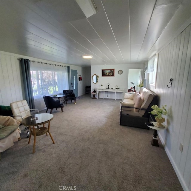 carpeted living area featuring a healthy amount of sunlight
