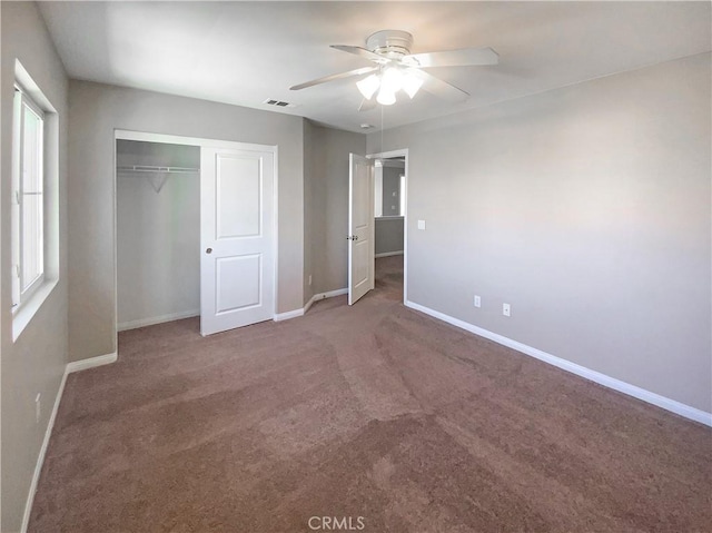 28861 Topsfield Ct, Temecula, CA 92591 - unfurnished bedroom featuring baseboards, carpet floors, a closet, and a ceiling fan