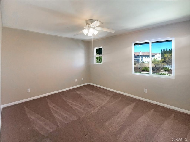 28861 Topsfield Ct, Temecula, CA 92591 - unfurnished room with dark colored carpet, a ceiling fan, and baseboards