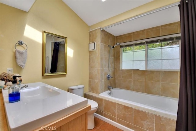 1631 Salem St, Chico, CA 95928 - bathroom with tiled shower / bath, tile patterned flooring, and vanity