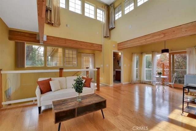 1631 Salem St, Chico, CA 95928 - living room with wood finished floors, a high ceiling, and plenty of natural light