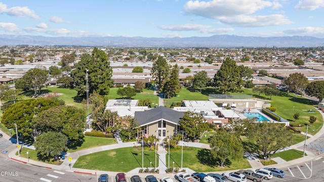 aerial view featuring a residential view and a mountain view