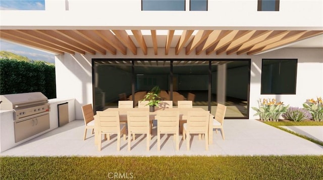 view of patio featuring a grill, outdoor dining space, and area for grilling