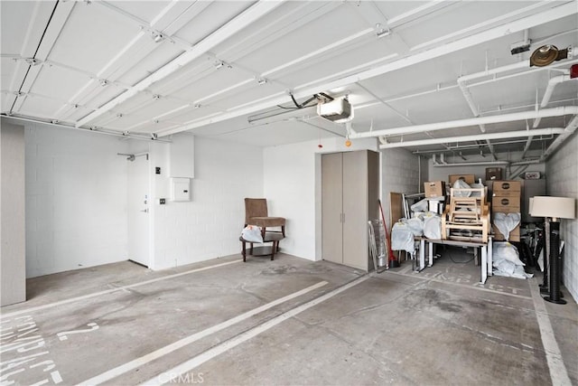 garage with a garage door opener