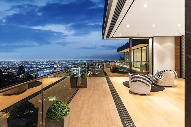 balcony featuring a view of city