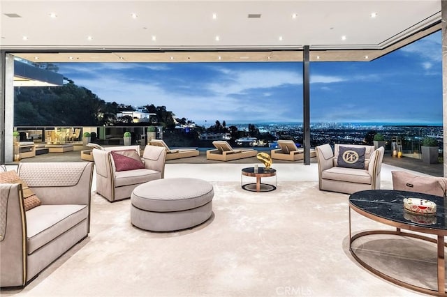 interior space with floor to ceiling windows