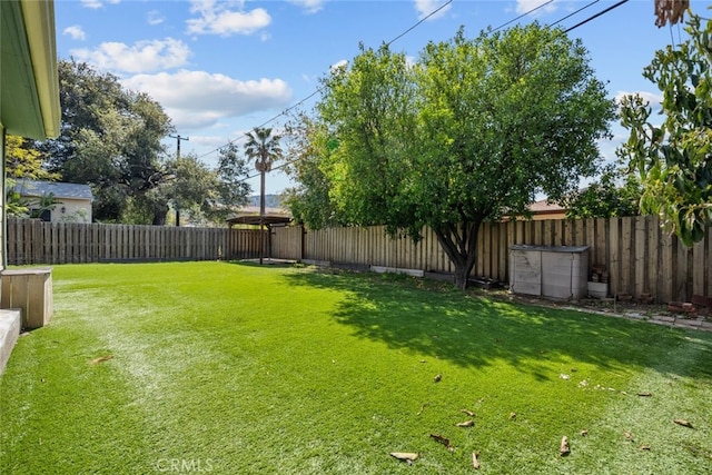 view of yard featuring a fenced backyard