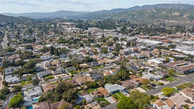 aerial view with a residential view and a mountain view