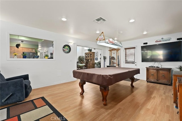 3291 Lemon Dr, Simi Valley, CA 93063 - rec room featuring light wood-style flooring, pool table, baseboards, and recessed lighting