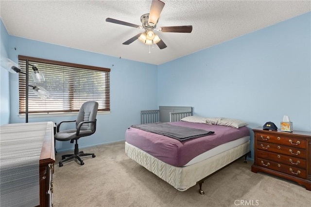 3291 Lemon Dr, Simi Valley, CA 93063 - bedroom with carpet, a textured ceiling, and ceiling fan