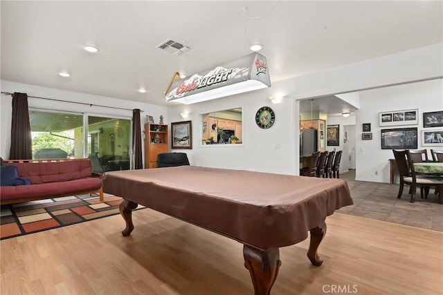 3291 Lemon Dr, Simi Valley, CA 93063 - game room with billiards, light wood-style floors, and recessed lighting