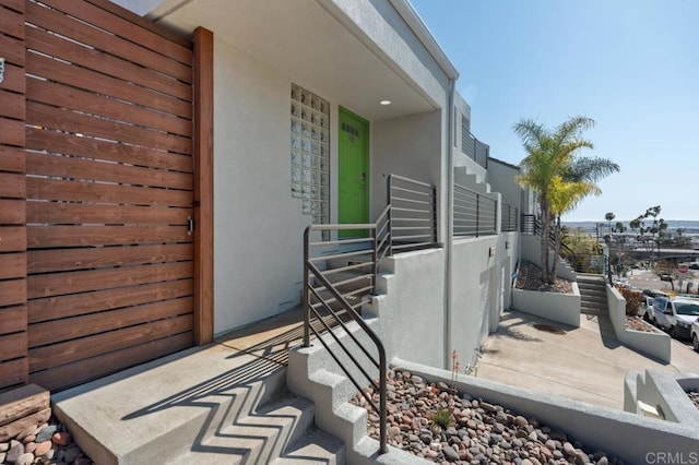view of home's exterior with stucco siding