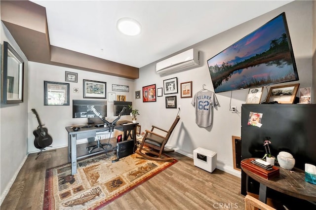 26165 Santiago Canyon Rd, Corona, CA 92883 - office space with wood finished floors, baseboards, and a wall mounted AC