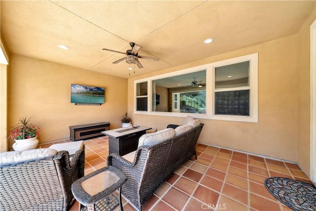 26165 Santiago Canyon Rd, Corona, CA 92883 - view of patio / terrace with a ceiling fan and an outdoor living space