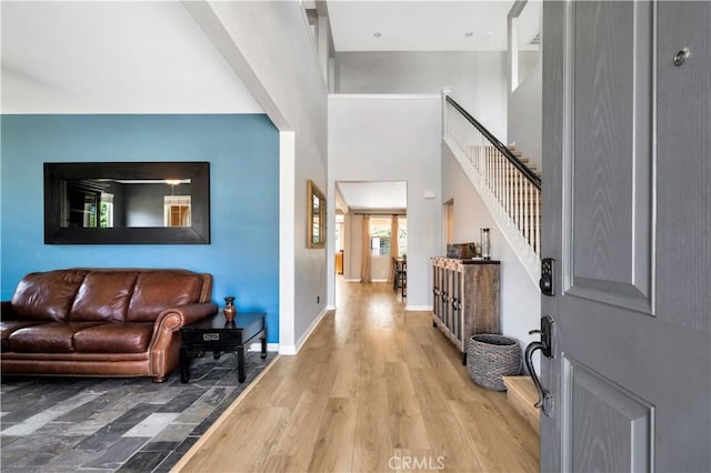 26165 Santiago Canyon Rd, Corona, CA 92883 - entrance foyer featuring stairs, baseboards, and wood finished floors