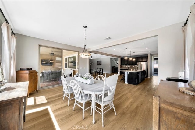 26165 Santiago Canyon Rd, Corona, CA 92883 - dining space with recessed lighting, light wood finished floors, and visible vents