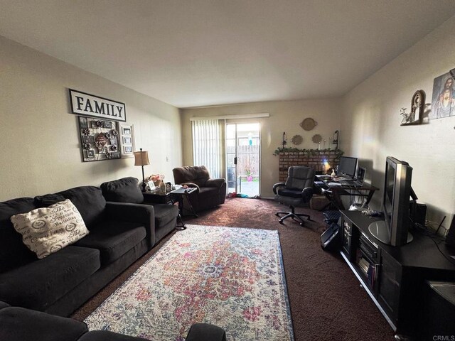 living room featuring carpet flooring