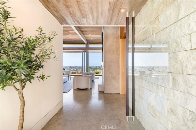 1231 Dolphin, Corona Del Mar, CA 92625 - hallway featuring wooden ceiling