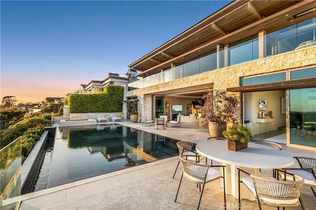 1231 Dolphin, Corona Del Mar, CA 92625 - pool with outdoor dining area and a patio area