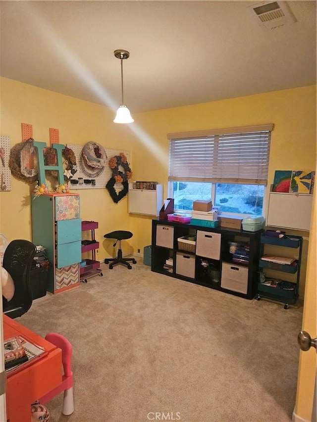 1445 Sandy Hill Dr, Calimesa, CA 92320 - game room featuring carpet and visible vents