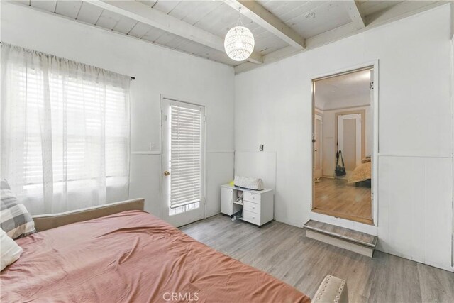 2965 Poplar Dr, Lynwood, CA 90262 - bedroom with wood finished floors and a wood ceiling with exposed beams