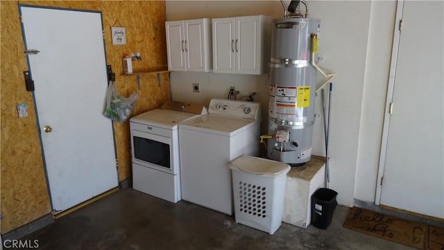 6301 Park Ave, Lake Isabella, CA 93240 - washroom with secured water heater, cabinet space, and washer and clothes dryer