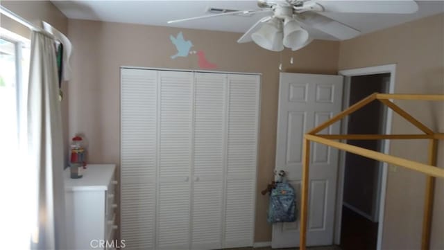 6301 Park Ave, Lake Isabella, CA 93240 - unfurnished bedroom featuring a ceiling fan, a closet, and visible vents