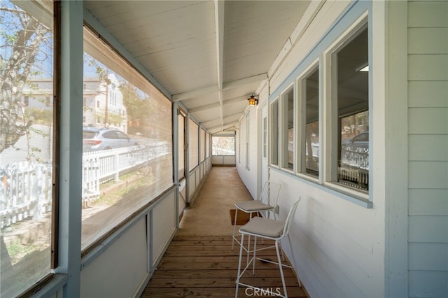 2007 3rd St, Julian, CA 92036 - unfurnished sunroom featuring beam ceiling